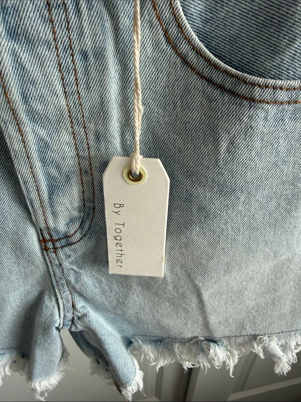 Jean Shorts Frayed High Rise Light Wash Denim Cutoff